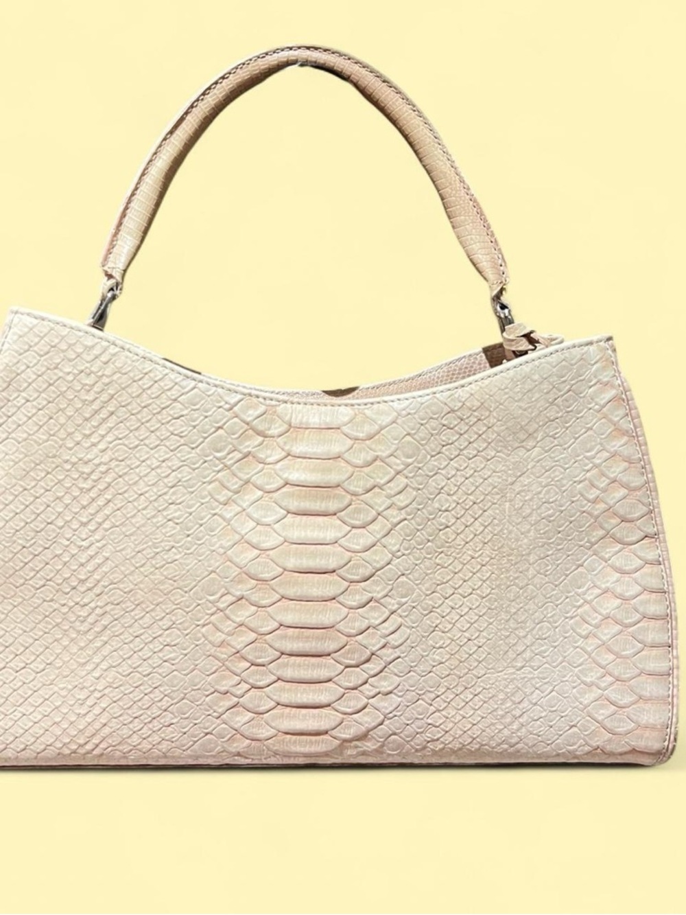 Brahmin Pale Pink Textured Snake-Embossed Top-Handle Crossbody Rare - Picture 2 of 7